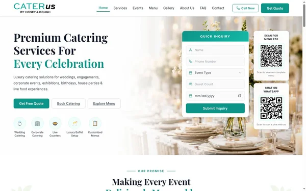 Honey & Dough Catering - WebClixs Client Project